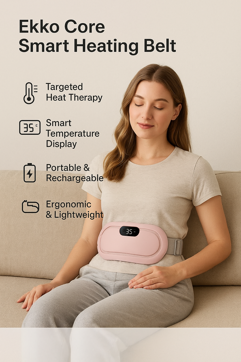 Ekko Core Smart Heating Belt – Instant Relief for Cramps & Back Pain